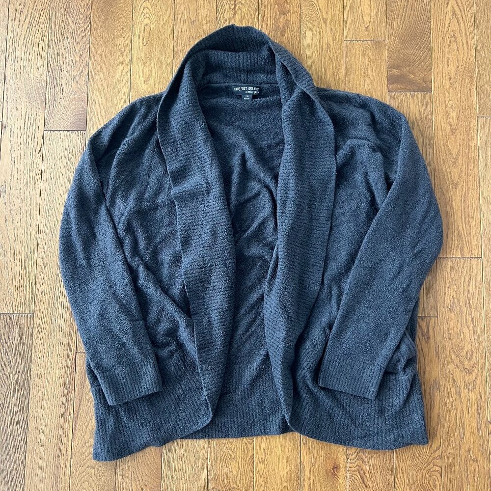 Barefoot Dreams CozyChic Lite Cardigan Womens L/XL Charcoal Open Front Shawl‎